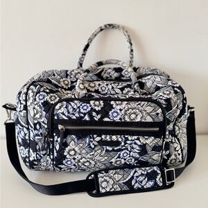 Vera Bradley Quilted Floral Travel Duffel Bag carry on attached
